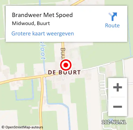 Locatie op kaart van de 112 melding: Brandweer Met Spoed Naar Midwoud, Buurt op 16 december 2022 16:53