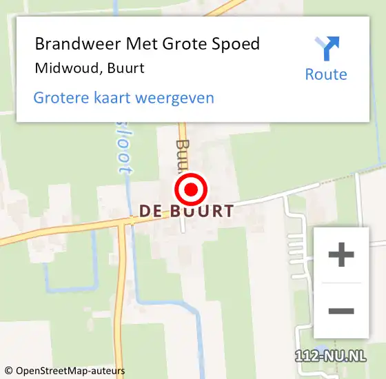 Locatie op kaart van de 112 melding: Brandweer Met Grote Spoed Naar Midwoud, Buurt op 16 december 2022 17:02