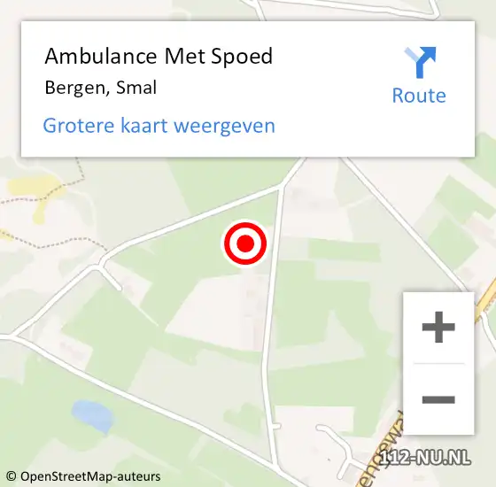 Locatie op kaart van de 112 melding: Ambulance Met Spoed Naar Bergen, Smal op 16 december 2022 17:05