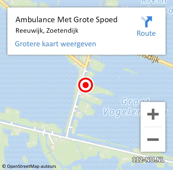 Locatie op kaart van de 112 melding: Ambulance Met Grote Spoed Naar Reeuwijk, Zoetendijk op 16 december 2022 17:17