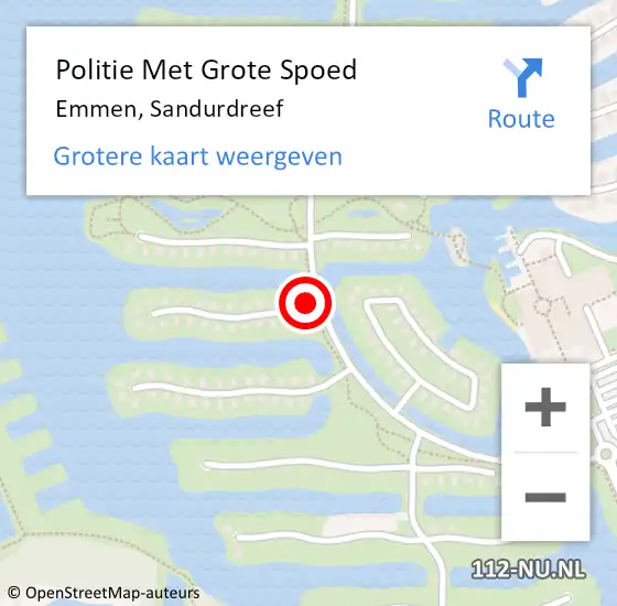 Locatie op kaart van de 112 melding: Politie Met Grote Spoed Naar Emmen, Sandurdreef op 16 december 2022 17:19