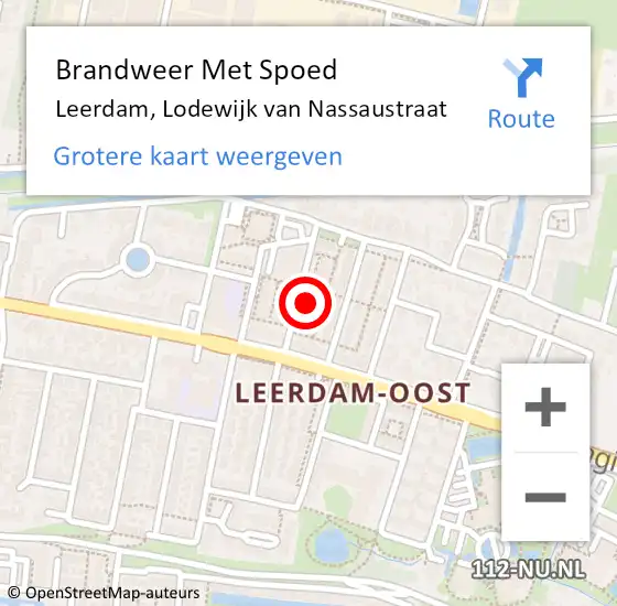 Locatie op kaart van de 112 melding: Brandweer Met Spoed Naar Leerdam, Lodewijk van Nassaustraat op 16 december 2022 17:22