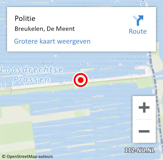 Locatie op kaart van de 112 melding: Politie Breukelen, De Meent op 16 december 2022 17:39