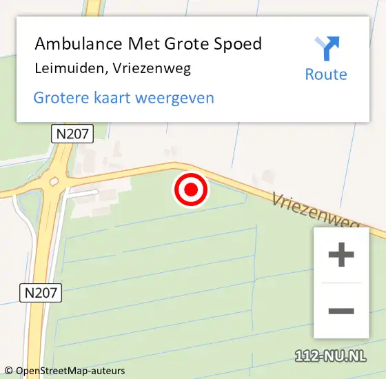 Locatie op kaart van de 112 melding: Ambulance Met Grote Spoed Naar Leimuiden, Vriezenweg op 16 december 2022 17:50