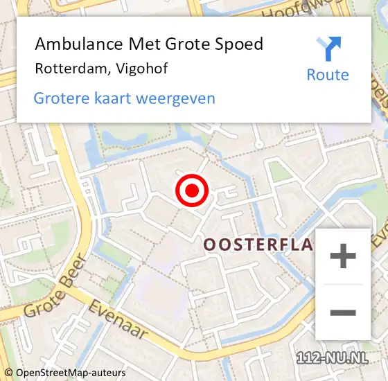 Locatie op kaart van de 112 melding: Ambulance Met Grote Spoed Naar Rotterdam, Vigohof op 16 december 2022 17:50