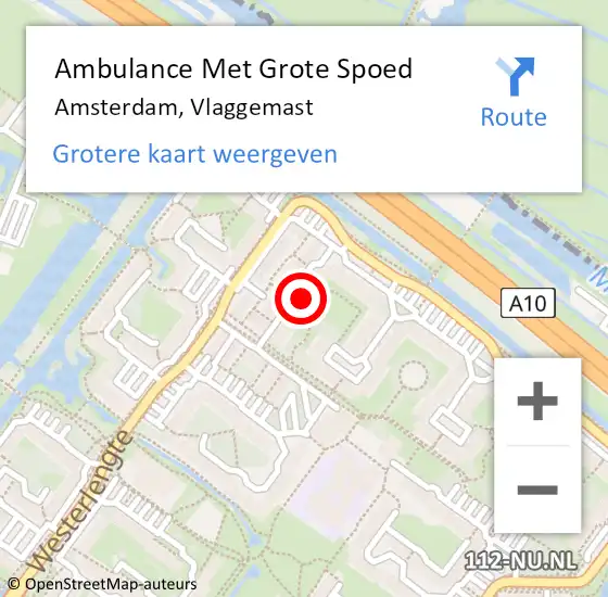 Locatie op kaart van de 112 melding: Ambulance Met Grote Spoed Naar Amsterdam, Vlaggemast op 16 december 2022 17:50