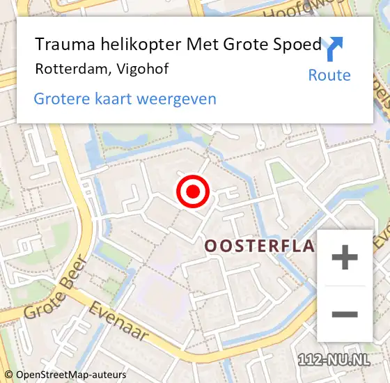 Locatie op kaart van de 112 melding: Trauma helikopter Met Grote Spoed Naar Rotterdam, Vigohof op 16 december 2022 17:52
