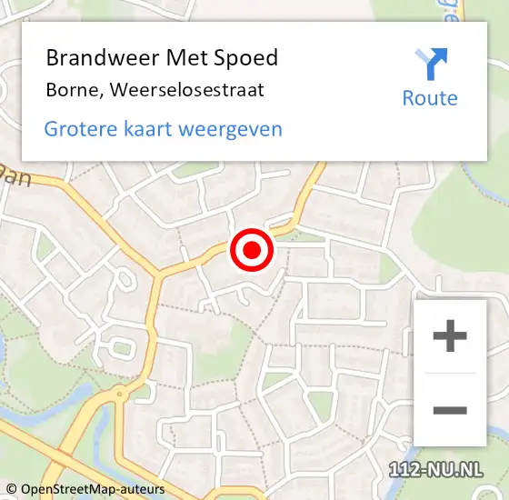 Locatie op kaart van de 112 melding: Brandweer Met Spoed Naar Borne, Weerselosestraat op 16 december 2022 18:18