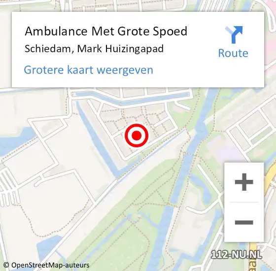 Locatie op kaart van de 112 melding: Ambulance Met Grote Spoed Naar Schiedam, Mark Huizingapad op 16 december 2022 18:20