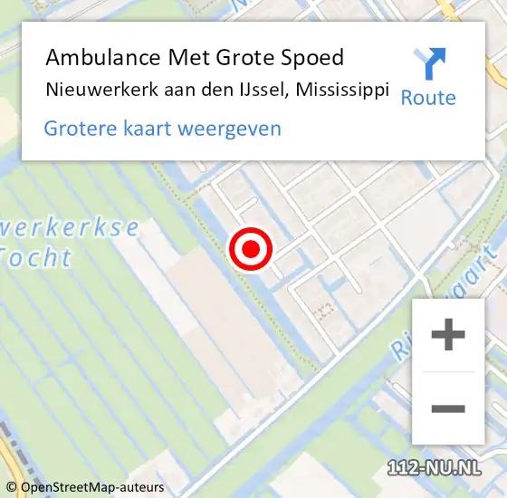 Locatie op kaart van de 112 melding: Ambulance Met Grote Spoed Naar Nieuwerkerk aan den IJssel, Mississippi op 16 december 2022 18:27