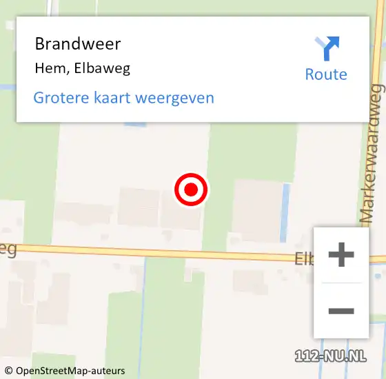Locatie op kaart van de 112 melding: Brandweer Hem, Elbaweg op 16 december 2022 18:27