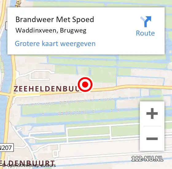 Locatie op kaart van de 112 melding: Brandweer Met Spoed Naar Waddinxveen, Brugweg op 16 december 2022 18:29