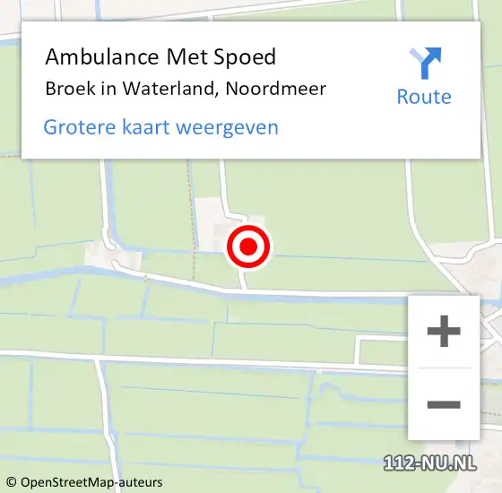 Locatie op kaart van de 112 melding: Ambulance Met Spoed Naar Broek in Waterland, Noordmeer op 16 december 2022 18:33