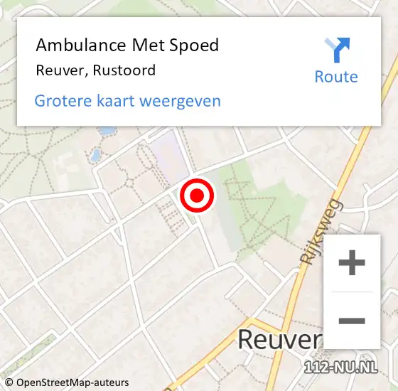 Locatie op kaart van de 112 melding: Ambulance Met Spoed Naar Reuver, Rustoord op 16 december 2022 18:35