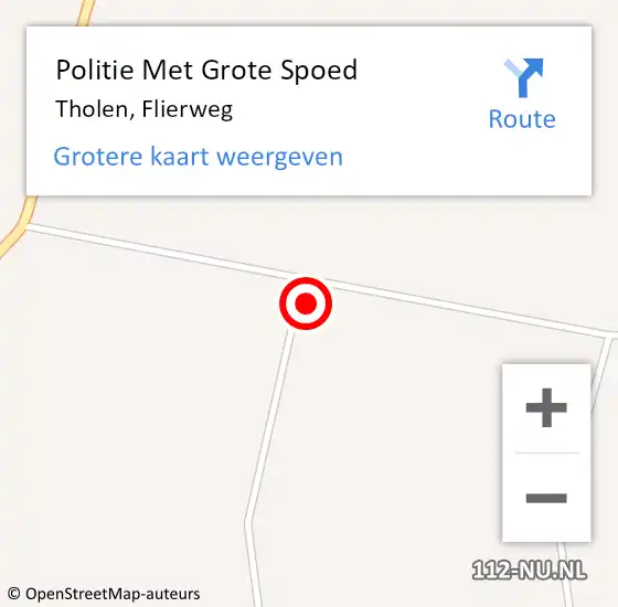 Locatie op kaart van de 112 melding: Politie Met Grote Spoed Naar Tholen, Flierweg op 16 december 2022 18:42