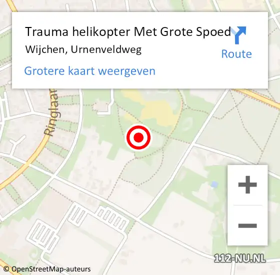 Locatie op kaart van de 112 melding: Trauma helikopter Met Grote Spoed Naar Wijchen, Urnenveldweg op 16 december 2022 19:17