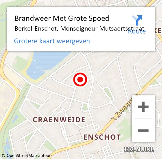 Locatie op kaart van de 112 melding: Brandweer Met Grote Spoed Naar Berkel-Enschot, Monseigneur Mutsaertsstraat op 16 december 2022 19:48