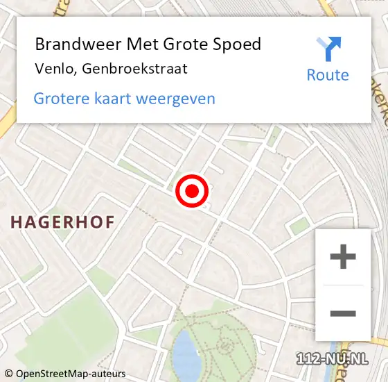 Locatie op kaart van de 112 melding: Brandweer Met Grote Spoed Naar Venlo, Genbroekstraat op 16 december 2022 19:51