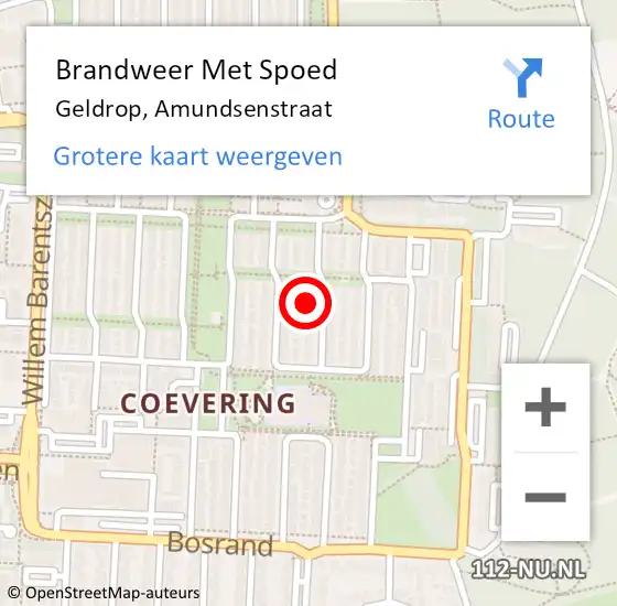 Locatie op kaart van de 112 melding: Brandweer Met Spoed Naar Geldrop, Amundsenstraat op 16 december 2022 20:02