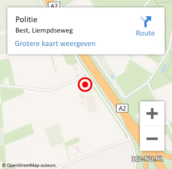 Locatie op kaart van de 112 melding: Politie Best, Liempdseweg op 16 december 2022 20:09