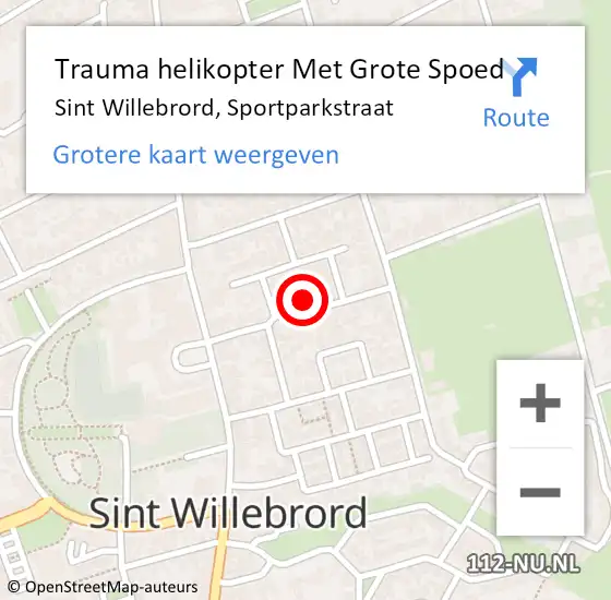 Locatie op kaart van de 112 melding: Trauma helikopter Met Grote Spoed Naar Sint Willebrord, Sportparkstraat op 16 december 2022 20:38