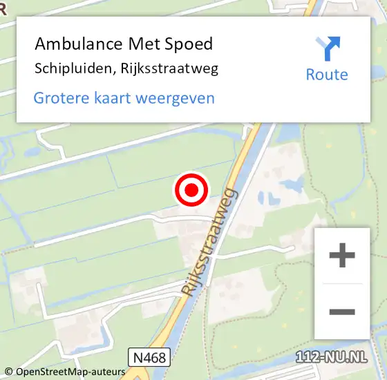 Locatie op kaart van de 112 melding: Ambulance Met Spoed Naar Schipluiden, Rijksstraatweg op 16 december 2022 20:51