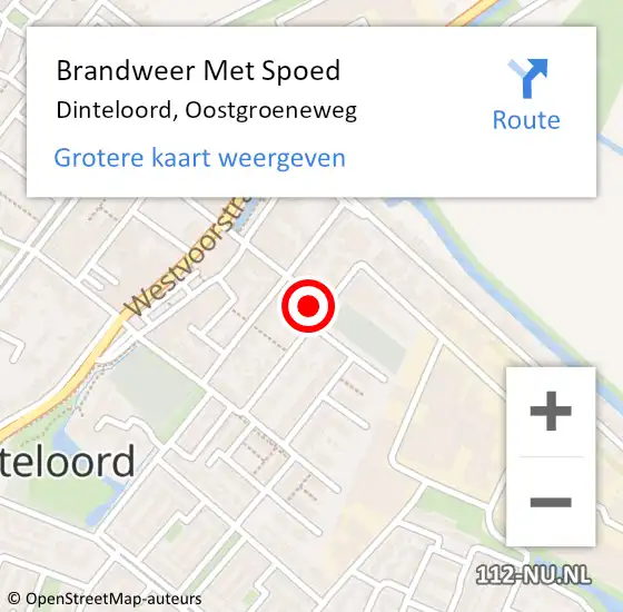 Locatie op kaart van de 112 melding: Brandweer Met Spoed Naar Dinteloord, Oostgroeneweg op 16 december 2022 21:00