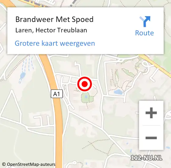 Locatie op kaart van de 112 melding: Brandweer Met Spoed Naar Laren, Hector Treublaan op 16 december 2022 21:00