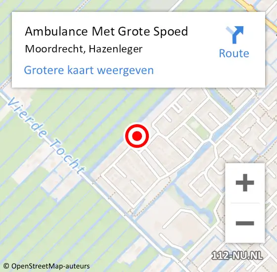 Locatie op kaart van de 112 melding: Ambulance Met Grote Spoed Naar Moordrecht, Hazenleger op 16 december 2022 21:02