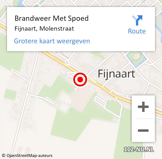 Locatie op kaart van de 112 melding: Brandweer Met Spoed Naar Fijnaart, Molenstraat op 16 december 2022 21:04