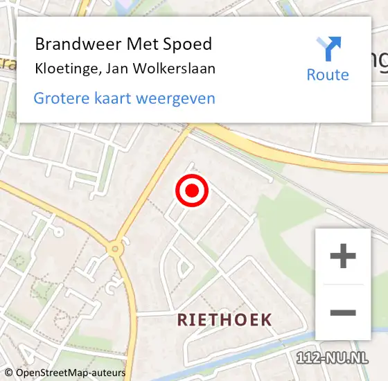 Locatie op kaart van de 112 melding: Brandweer Met Spoed Naar Kloetinge, Jan Wolkerslaan op 16 december 2022 21:37