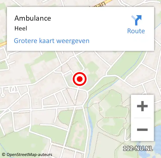 Locatie op kaart van de 112 melding: Ambulance Heel op 16 december 2022 22:07