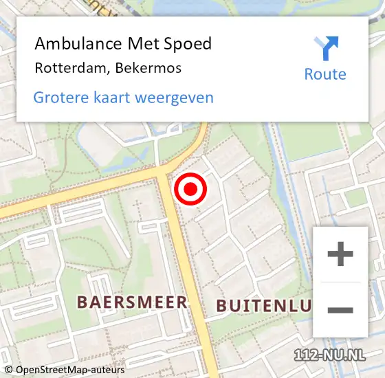 Locatie op kaart van de 112 melding: Ambulance Met Spoed Naar Rotterdam, Bekermos op 16 december 2022 22:13