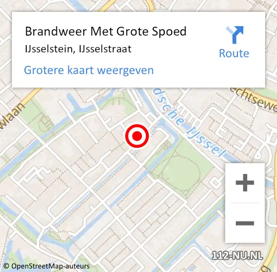 Locatie op kaart van de 112 melding: Brandweer Met Grote Spoed Naar IJsselstein, IJsselstraat op 16 december 2022 22:16