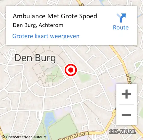 Locatie op kaart van de 112 melding: Ambulance Met Grote Spoed Naar Den Burg, Achterom op 16 december 2022 22:26