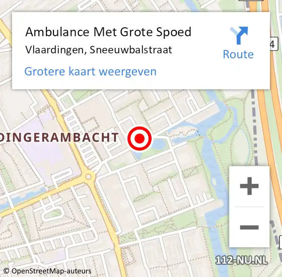 Locatie op kaart van de 112 melding: Ambulance Met Grote Spoed Naar Vlaardingen, Sneeuwbalstraat op 16 december 2022 22:50