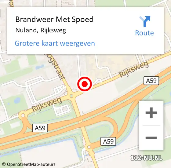 Locatie op kaart van de 112 melding: Brandweer Met Spoed Naar Nuland, Rijksweg op 16 december 2022 23:02