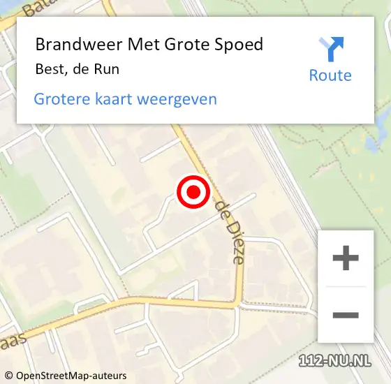 Locatie op kaart van de 112 melding: Brandweer Met Grote Spoed Naar Best, de Run op 16 december 2022 23:05