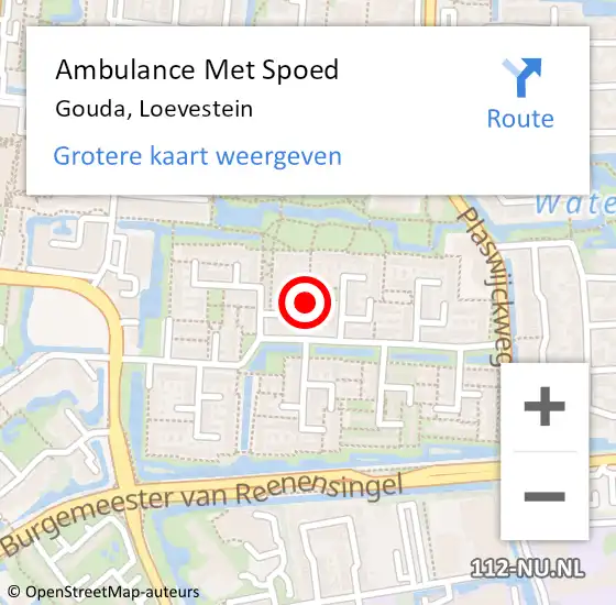 Locatie op kaart van de 112 melding: Ambulance Met Spoed Naar Gouda, Loevestein op 16 december 2022 23:31