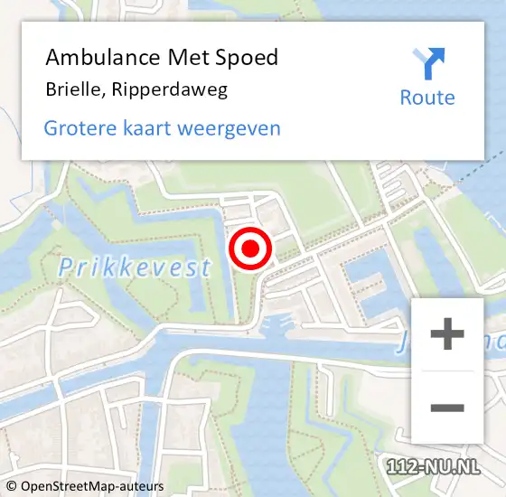 Locatie op kaart van de 112 melding: Ambulance Met Spoed Naar Brielle, Ripperdaweg op 16 december 2022 23:49