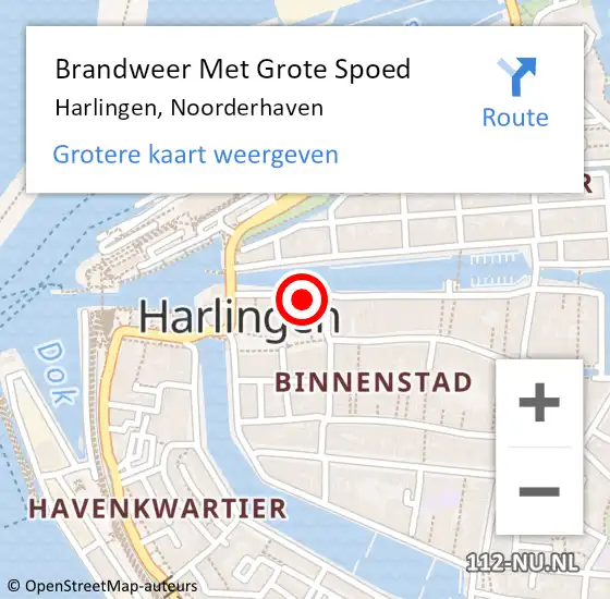 Locatie op kaart van de 112 melding: Brandweer Met Grote Spoed Naar Harlingen, Noorderhaven op 8 augustus 2014 16:33