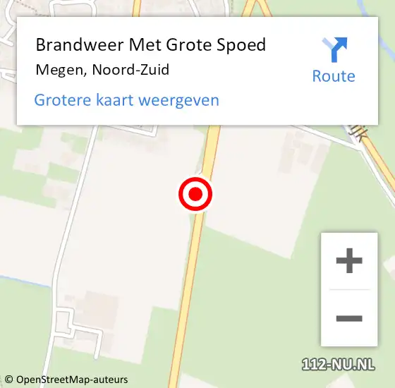 Locatie op kaart van de 112 melding: Brandweer Met Grote Spoed Naar Megen, Noord-Zuid op 16 december 2022 23:50