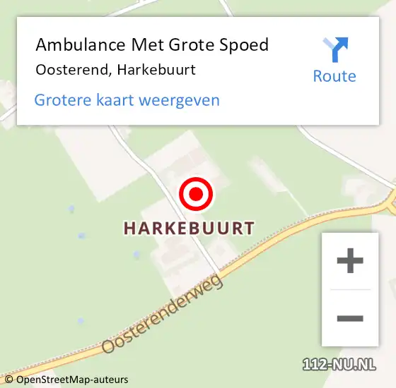 Locatie op kaart van de 112 melding: Ambulance Met Grote Spoed Naar Oosterend, Harkebuurt op 16 december 2022 23:51