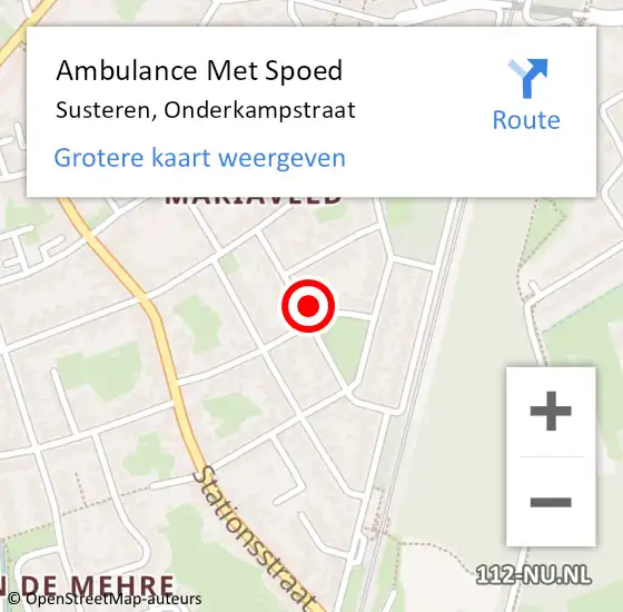 Locatie op kaart van de 112 melding: Ambulance Met Spoed Naar Susteren, Onderkampstraat op 16 december 2022 23:57