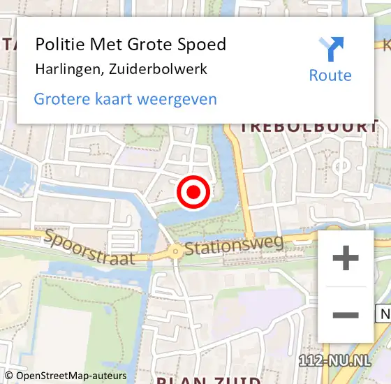 Locatie op kaart van de 112 melding: Politie Met Grote Spoed Naar Harlingen, Zuiderbolwerk op 17 december 2022 00:12