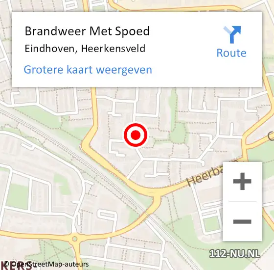 Locatie op kaart van de 112 melding: Brandweer Met Spoed Naar Eindhoven, Heerkensveld op 17 december 2022 00:14