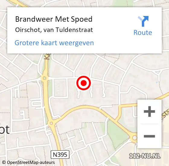 Locatie op kaart van de 112 melding: Brandweer Met Spoed Naar Oirschot, van Tuldenstraat op 17 december 2022 00:16