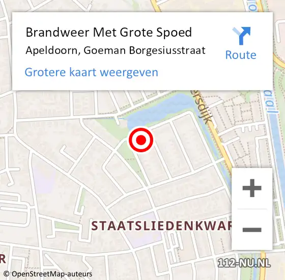 Locatie op kaart van de 112 melding: Brandweer Met Grote Spoed Naar Apeldoorn, Goeman Borgesiusstraat op 17 december 2022 00:30