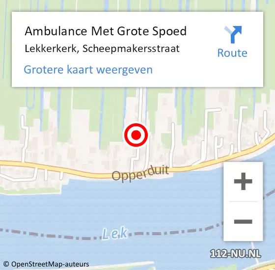 Locatie op kaart van de 112 melding: Ambulance Met Grote Spoed Naar Lekkerkerk, Scheepmakersstraat op 17 december 2022 00:40