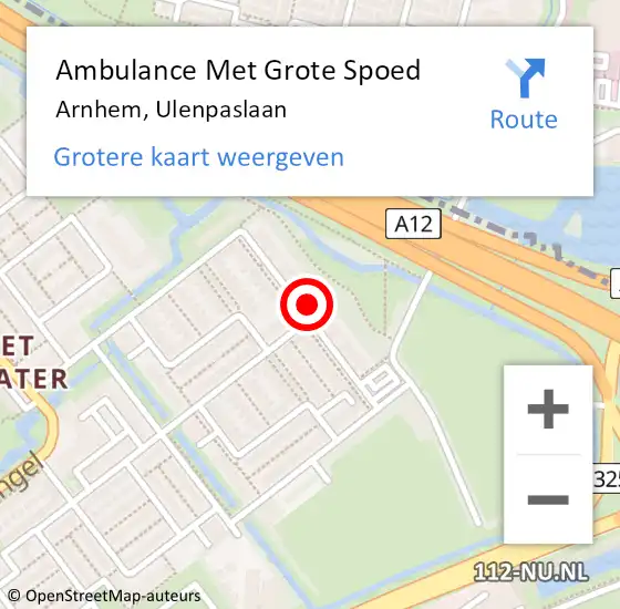 Locatie op kaart van de 112 melding: Ambulance Met Grote Spoed Naar Arnhem, Ulenpaslaan op 17 december 2022 00:42